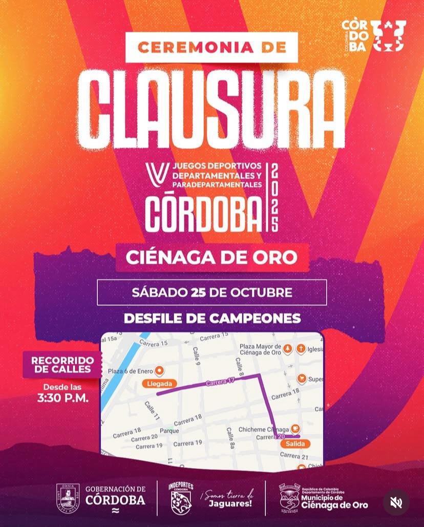 clausura de los Juegos Departamentales y Paradepartamentales Córdoba