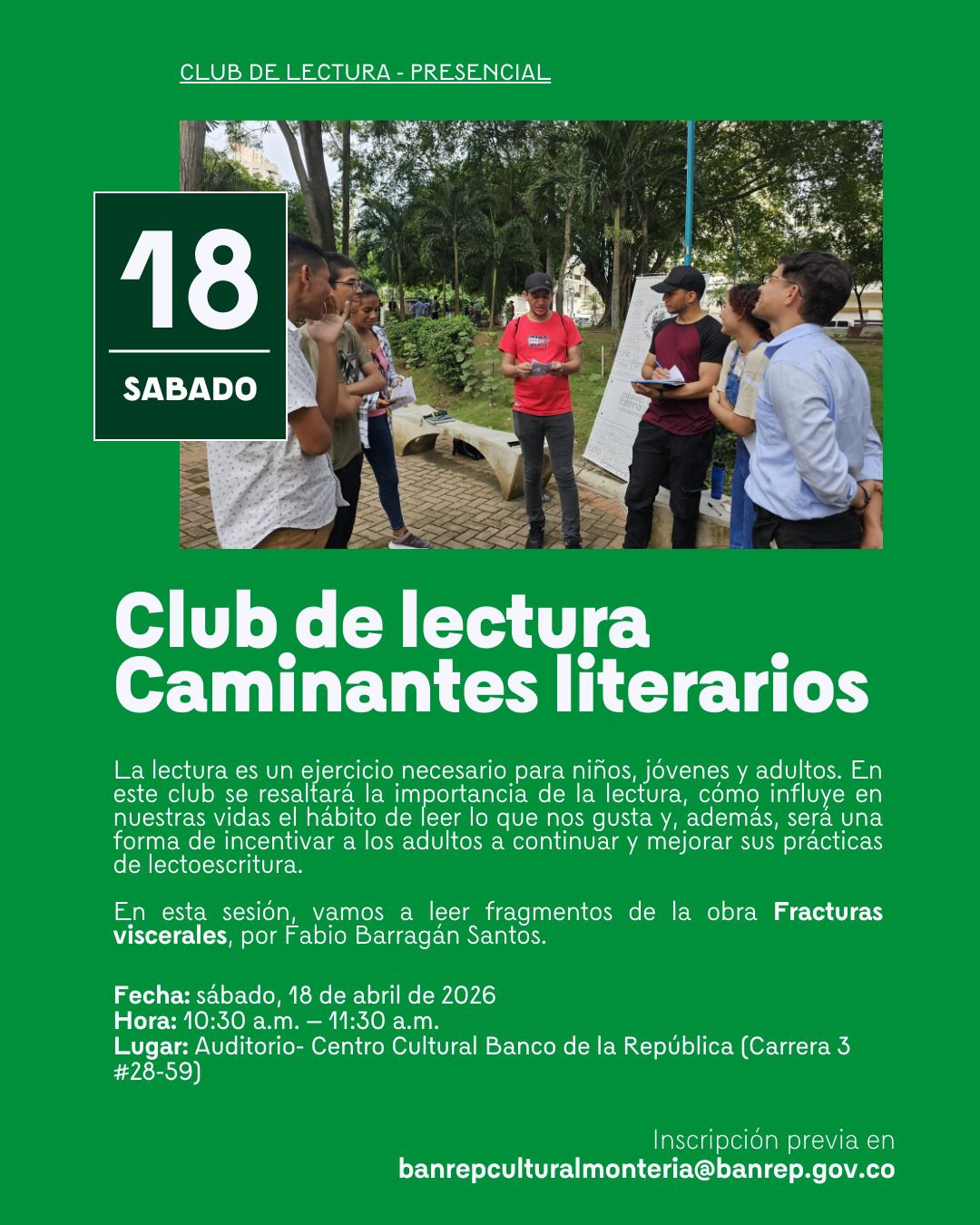 programación en el Centro Cultural del Banco de la República en Montería.